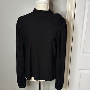 Chic Black Women's Blouse with Floral Accent